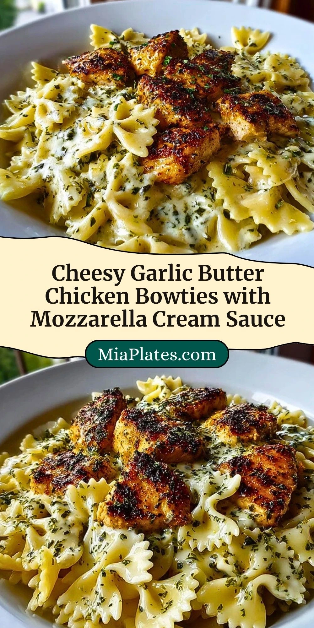 Cheesy Garlic Butter Chicken Bowties with Mozzarella Cream Sauce (3)