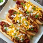 Loaded Crockpot Chili Cheese Dogs