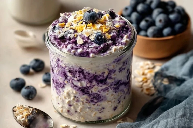 Blueberry Cottage Cheese Overnight Oats