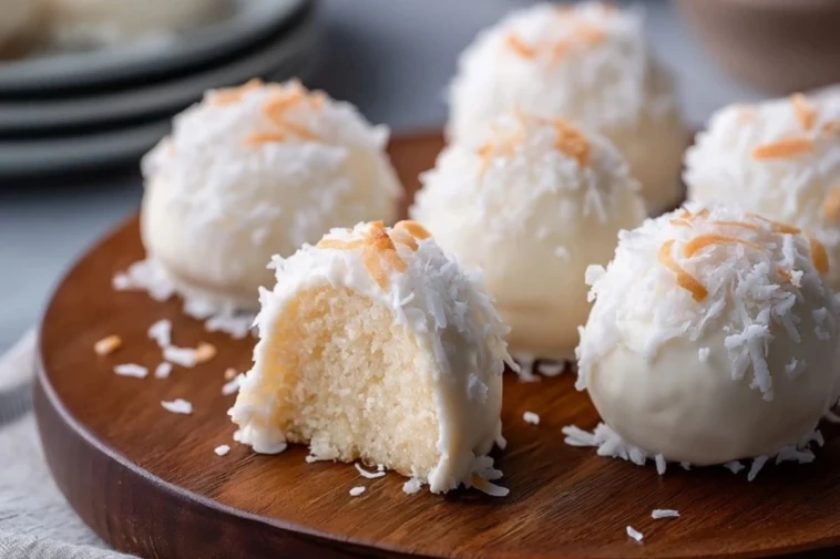 Coconut Snowball Cheesecake Bites