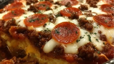 Deep Hamburger Sausage Pepperoni Bake