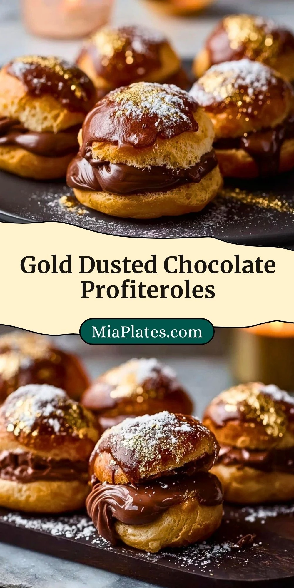 Gold Dusted Chocolate Profiteroles (3)