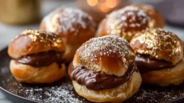 Gold Dusted Chocolate Profiteroles