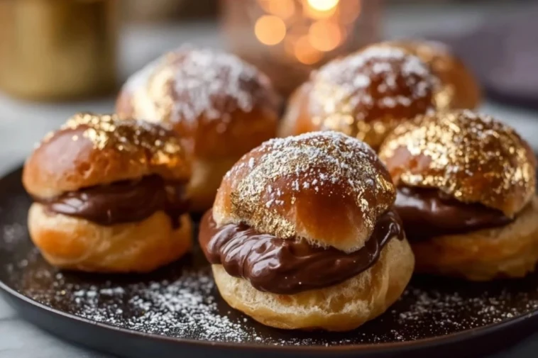 Gold Dusted Chocolate Profiteroles