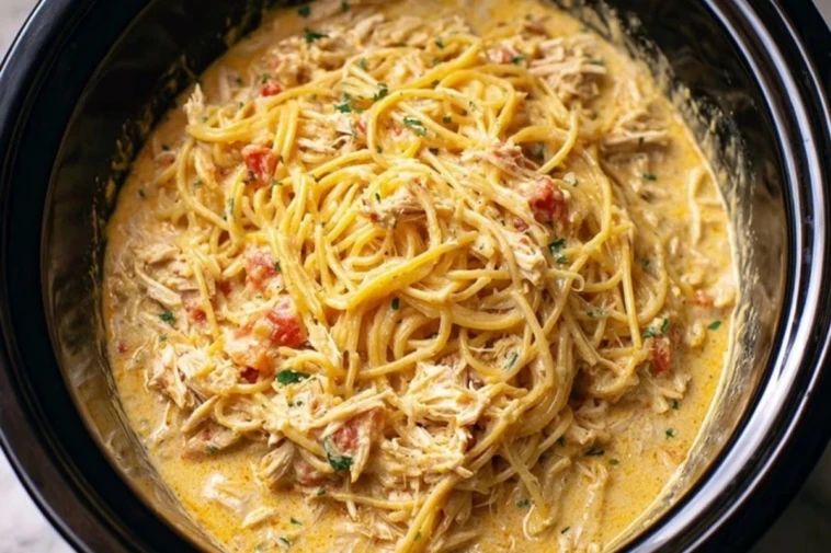 Crock Pot Cheesy Chicken Spaghetti