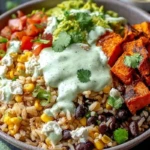 Black Bean and Rice Bowl with Cilantro Lime Yogurt Sauce