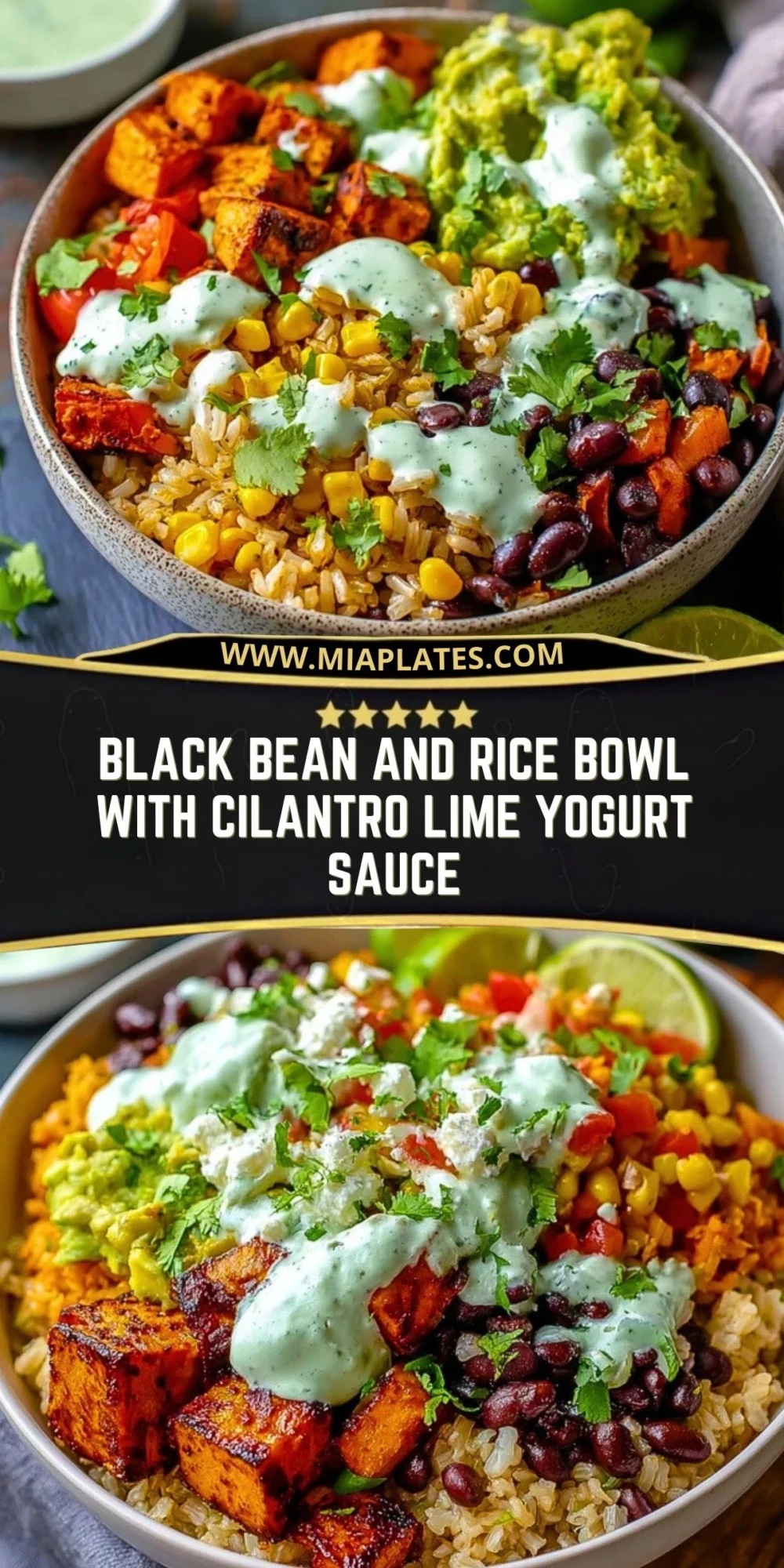 Black Bean and Rice Bowl with Cilantro Lime Yogurt Sauce (2)
