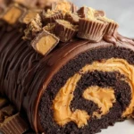 Peanut Butter Cup Chocolate Roll Cake