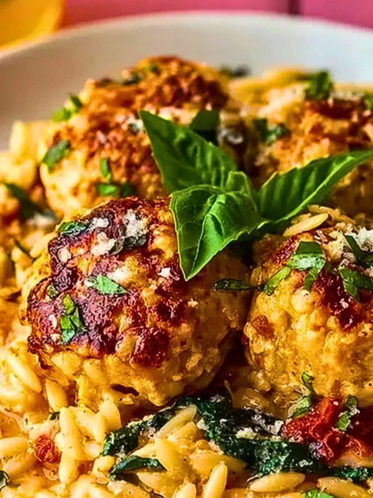 Juicy Marry Me Chicken Meatballs Orzo (1)