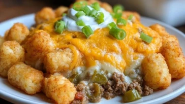 Cheesy Ground Beef & Tater Tot Casserole