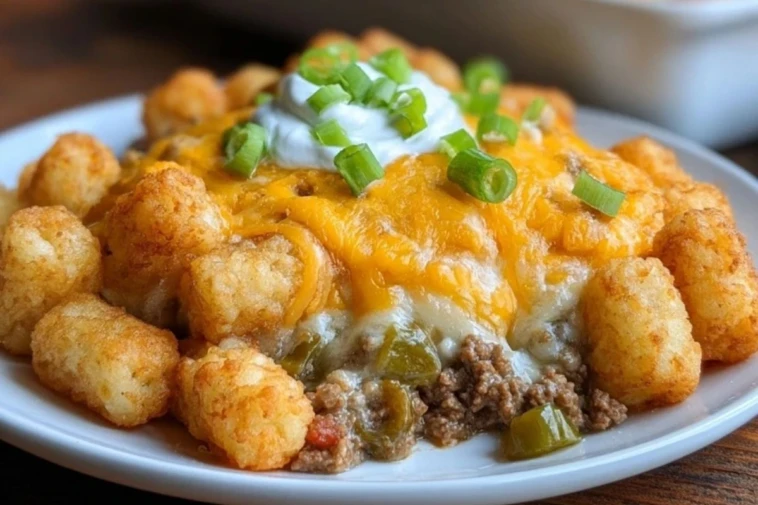 Cheesy Ground Beef & Tater Tot Casserole