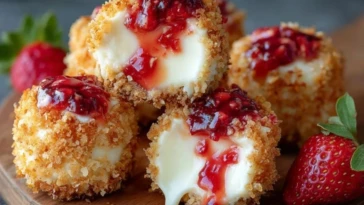 Strawberry crunch cheesecake bites