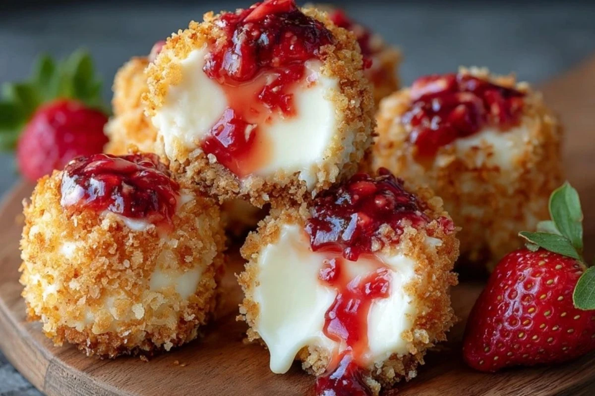 Strawberry crunch cheesecake bites