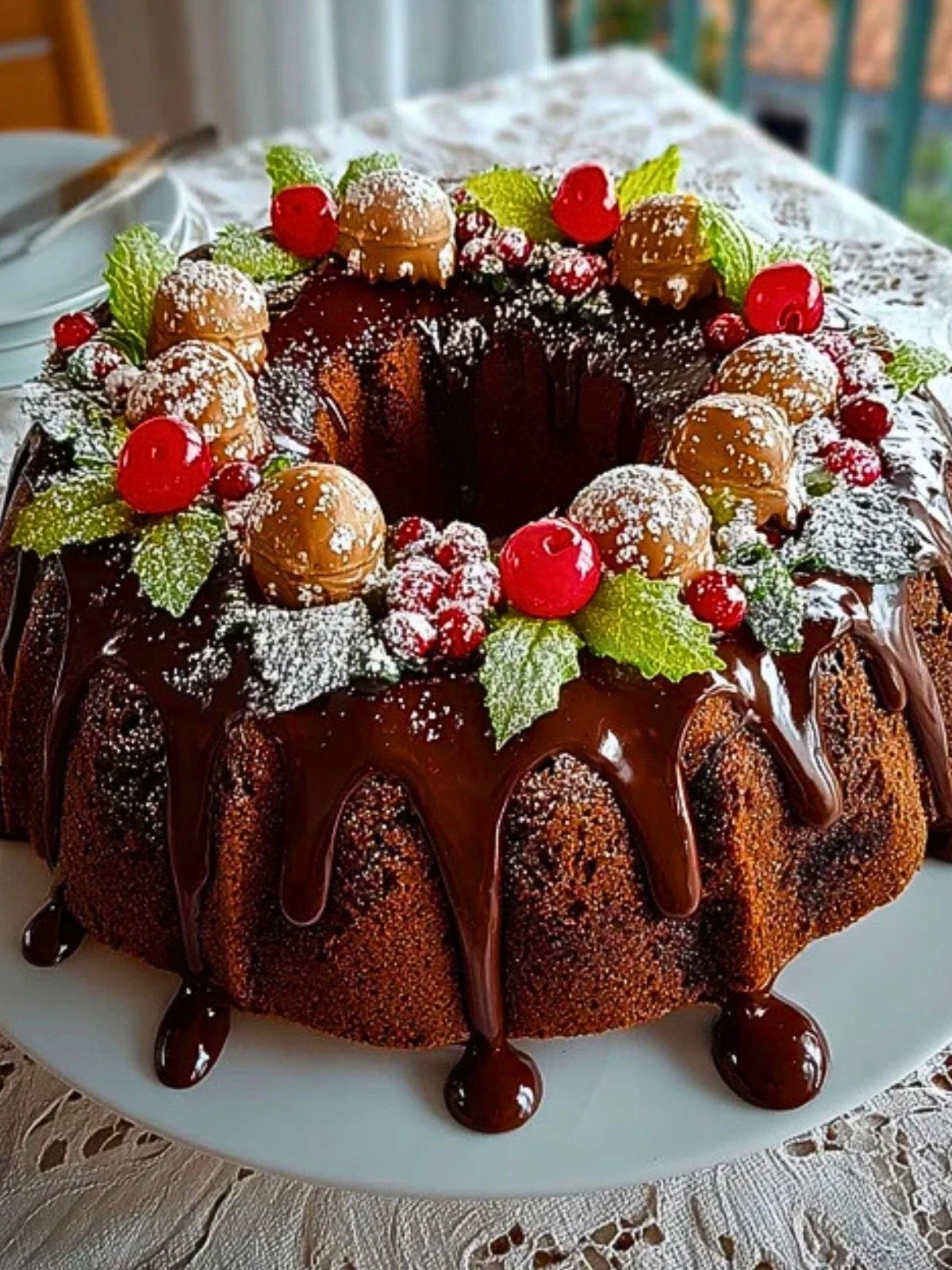 Chocolate Bundt Cake Christmas Wreath (1)