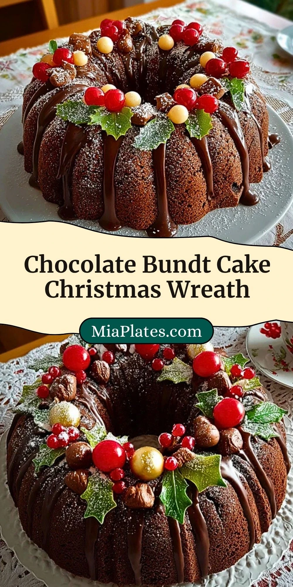 Chocolate Bundt Cake Christmas Wreath (3)
