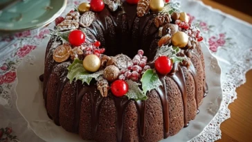 Chocolate Bundt Cake Christmas Wreath