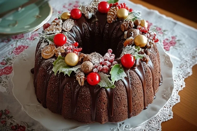 Chocolate Bundt Cake Christmas Wreath