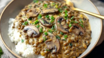 Lentil Mushroom Stroganoff