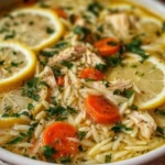 Greek Inspired Lemon Chicken Orzo Soup