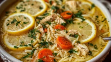 Greek Inspired Lemon Chicken Orzo Soup
