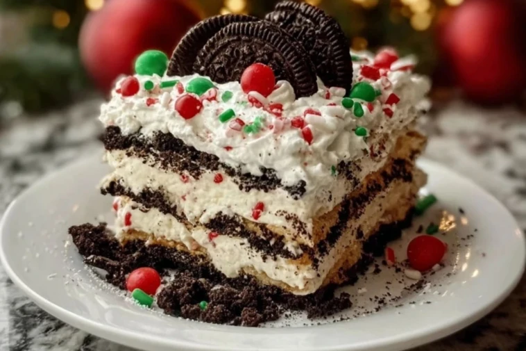No-Bake Christmas Oreo Lasagna
