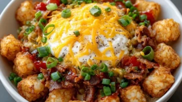 Loaded Tater Tot Breakfast Bowl