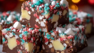 Easy Christmas Fudge with Sprinkles