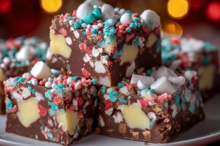 Easy Christmas Fudge with Sprinkles