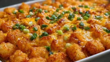 Buffalo Chicken Tater Tot Casserole