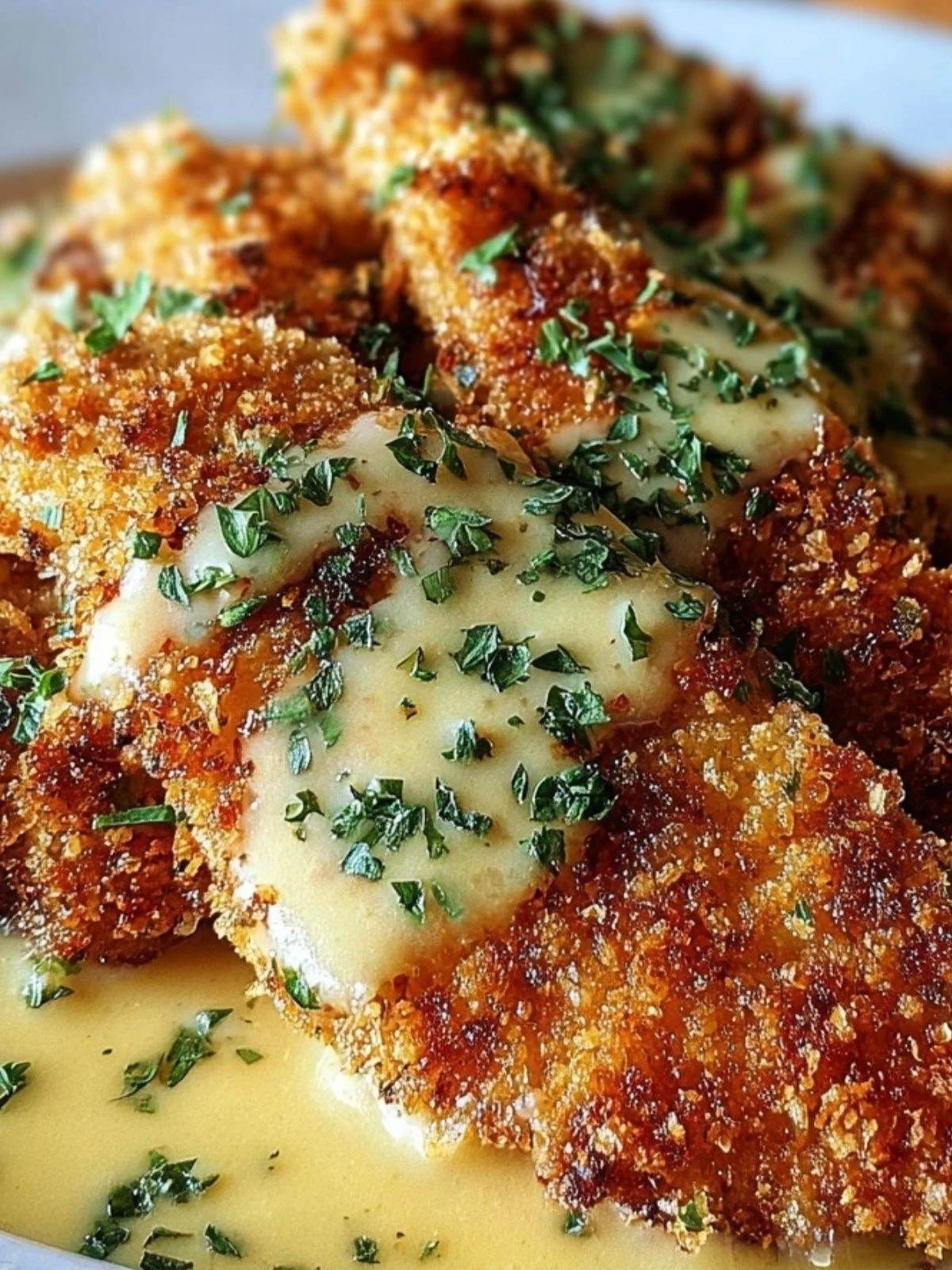 Crispy Parmesan Chicken with a Rich Garlic Sauce (1)