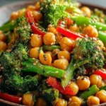 Chickpea Broccoli Stir Fry with Garlic Sauce