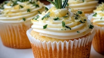 Lemon Thyme Rosemary Cupcakes