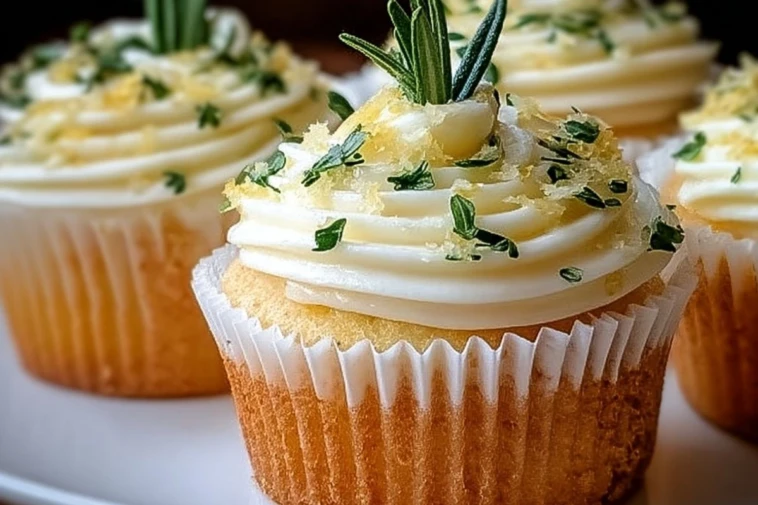 Lemon Thyme Rosemary Cupcakes