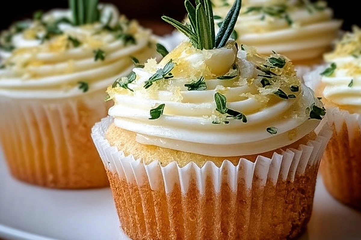 Lemon Thyme Rosemary Cupcakes