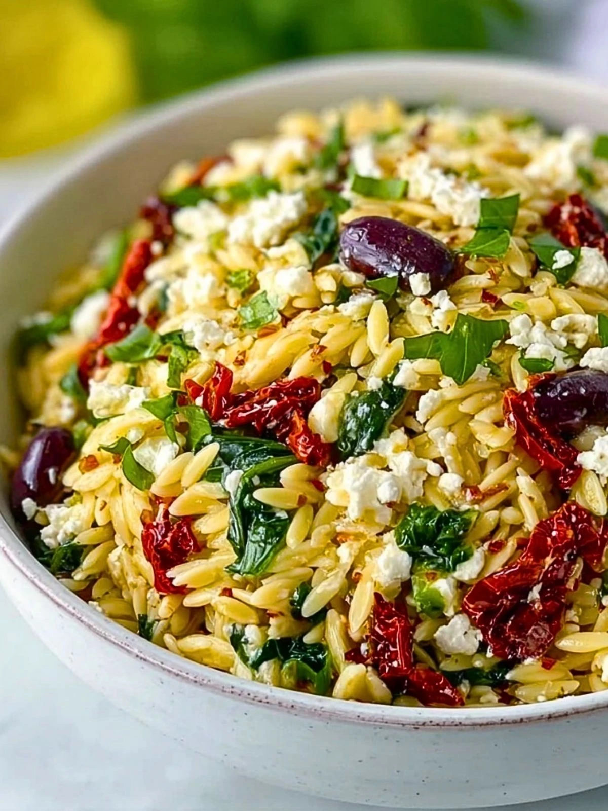 Perfect Orzo Pasta Salad With Feta And Sun Dried Tomatoes (1)