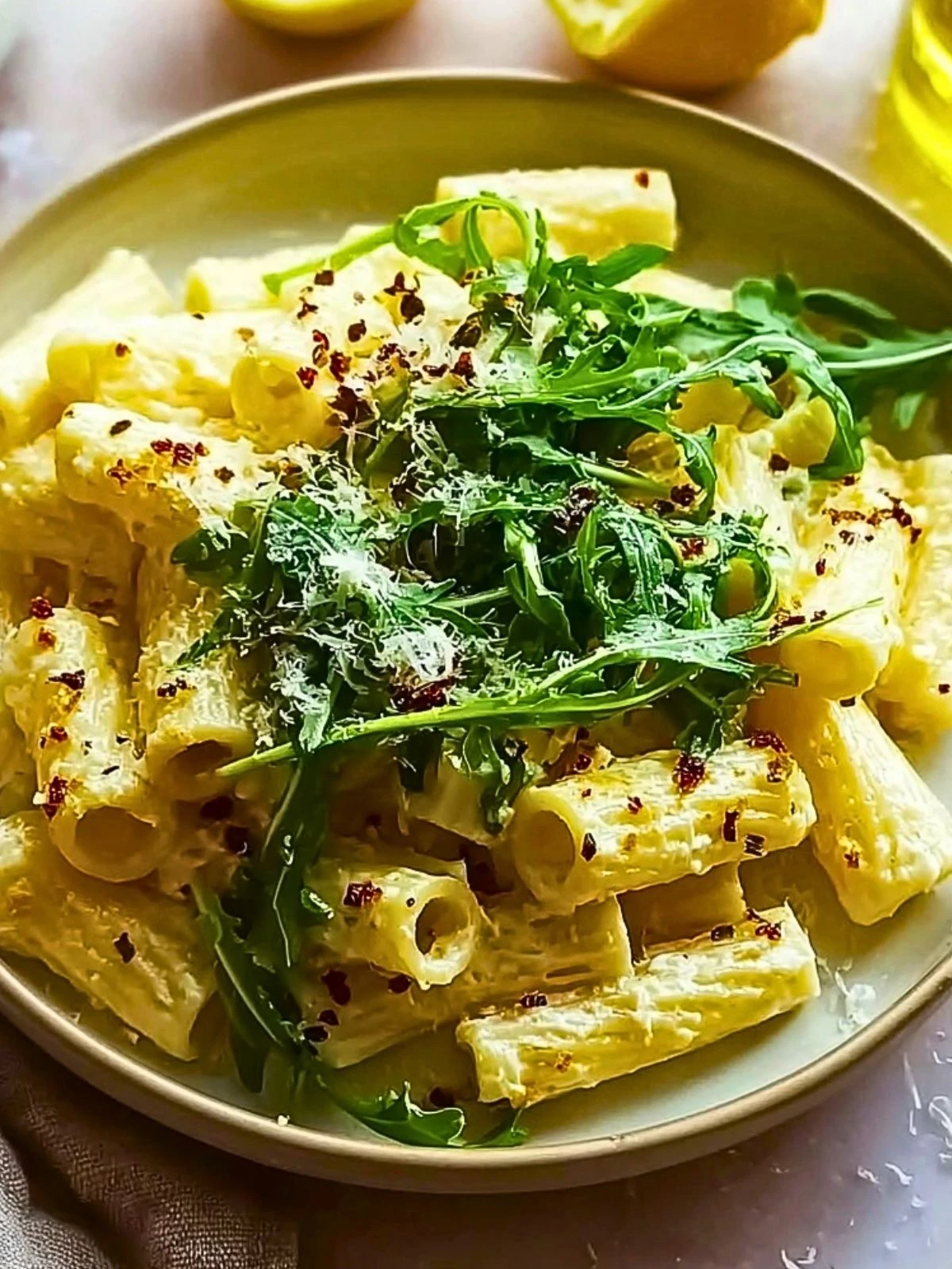 Stanley Tucci's Creamy Lemon Ricotta Pasta with Arugula (1)